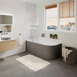Baignoire adossée pour angle gauche 170x75 cm Oguta gris mat