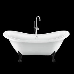 Baignoire ancienne retro sur pieds DARLINGTON Blanche 175 cm Pieds de Lion Noirs