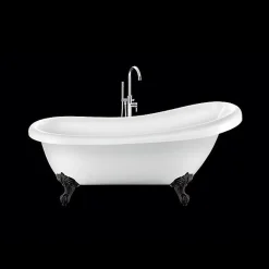 Baignoire ancienne retro sur pieds RICHMOND Blanche 155 cm Pieds d'Aigle Noirs