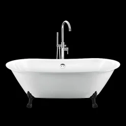 Baignoire ancienne retro sur pieds SURRY HILLS Blanche 165 cm Pieds de Lion Noirs