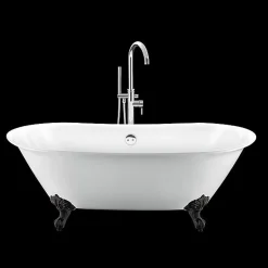Baignoire ancienne retro sur pieds SURRY HILLS Blanche 165 cm Pieds d'Aigle Noirs