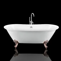 Baignoire ancienne retro sur pieds SURRY HILLS Blanche 165 cm Pieds d'Aigle Cuivre rouge vieilli