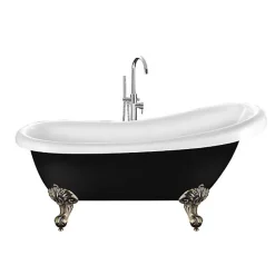 Baignoire ancienne retro sur pieds RICHMOND Noire 171 cm Pieds d'Aigle Bronze jaune vieilli