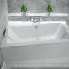 Baignoire asymétrique + tablier blanc + repose tête - INFINITY - 170 x 110 cm - Gauche