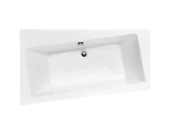 Baignoire asymétrique + tablier blanc + repose tête - INFINITY - 170 x 110 cm - Gauche