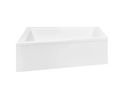 Baignoire asymétrique + tablier noir + repose tête - INTIMA - 150 x 85 cm - Gauche