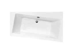 Baignoire asymétrique + tablier blanc + repose tête - INFINITY - 170 x 110 cm - Droite