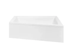 Baignoire asymétrique + tablier noir + repose tête - INTIMA - 160 x 90 cm - Droite