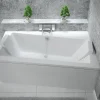 Baignoire asymétrique + tablier blanc + repose tête - INFINITY - 160 x 100 cm - Droite