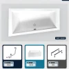Baignoire asymétrique - 160 x 90 cm - Gauche - avec Tablier - Pieds - Vidage Chrome - INTIMA
