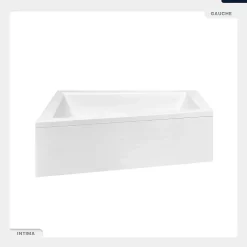 Baignoire asymétrique - 160 x 90 cm - Gauche - avec Tablier - Pieds - Vidage Chrome - INTIMA