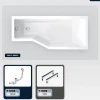 Baignoire asymétrique - 150 x 75 cm - Droite - sans Habillage - avec Pieds - Vidage Chrome - INTEGRA