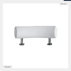Baignoire asymétrique - 150 x 70 cm - Droite - avec Tablier - Pieds - Poignées - Repose-tête - Vidage Chrome - MILENA PREMIUM