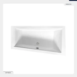 Baignoire asymétrique - 150 x 85 cm - Droite - avec Tablier - Pieds - Vidage Chrome - INTIMA