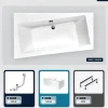Baignoire asymétrique - 150 x 90 cm - Gauche - avec Tablier Blanc - Pieds - Vidage Chrome - INFINITY
