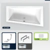 Baignoire asymétrique - 160 x 90 cm - Droite - sans Habillage - avec Pieds - Repose-tête - Vidage Chrome - INTIMA
