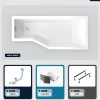 Baignoire asymétrique - 170 x 75 cm - Droite - avec Habillage - Pieds - Vidage Chrome - INTEGRA