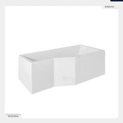 Baignoire asymétrique - 170 x 75 cm - Droite - avec Habillage - Pieds - Vidage Chrome - INTEGRA
