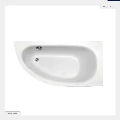 Baignoire asymétrique - 150 x 70 cm - Droite - avec Pieds - Poignées - Repose-tête - Vidage Chrome - MILENA PREMIUM
