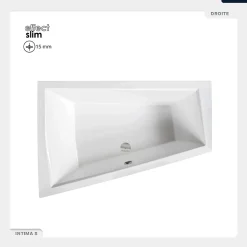 Baignoire asymétrique - 170 x 125 cm - Gauche - sans Habillage - avec Pieds - Vidage Chrome - INTIMA DUO SLIM
