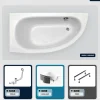 Baignoire asymétrique - 150 x 70 cm - Gauche - avec Habillage - Pieds - Vidage Chrome - MILENA