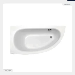 Baignoire asymétrique - 150 x 70 cm - Gauche - avec Habillage - Pieds - Vidage Chrome - MILENA