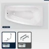 Baignoire asymétrique - 150 x 80 cm - Droite - sans Habillage - avec Pieds - Vidage Chrome - LUNA
