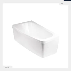 Baignoire asymétrique - 150 x 80 cm - Droite - sans Habillage - avec Pieds - Vidage Chrome - LUNA