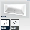 Baignoire asymétrique - 150 x 85 cm - Droite - sans Habillage - avec Pieds - Vidage Chrome - INTIMA