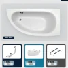 Baignoire asymétrique - 150 x 70 cm - Droite - avec Tablier - Pieds - Vidage Chrome - MILENA