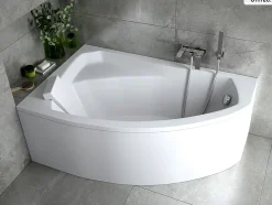 Baignoire asymétrique - 140 x 90 cm - Gauche - sans Habillage - avec Pieds - Vidage Chrome - RIMA
