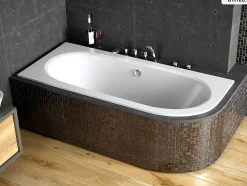 Baignoire asymétrique - 160 x 75 cm - Gauche - sans Habillage - avec Pieds - Vidage Chrome - AVITA SLIM
