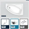 Baignoire asymétrique - 150 x 95 cm - Droite - avec Habillage - Pieds - Vidage Chrome - RIMA