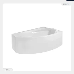 Baignoire asymétrique - 130 x 85 cm - Droite - avec Habillage - Pieds - Vidage Chrome - RIMA
