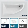 Baignoire asymétrique - 150 x 70 cm - Gauche - avec Tablier - Pieds - Vidage Chrome - PRAKTIKA