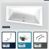 Baignoire asymétrique - 160 x 90 cm - Droite - avec Habillage - Pieds - Vidage Chrome - INTIMA SLIM