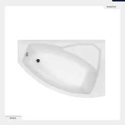 Baignoire asymétrique - 140 x 90 cm - Droite - avec Habillage - Pieds - Vidage Chrome - RIMA
