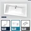 Baignoire asymétrique - 170 x 110 cm - Droite - avec Tablier Blanc - Pieds - Vidage Chrome - INFINITY