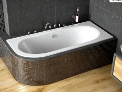 Baignoire asymétrique - 170 x 75 cm - Droite - sans Habillage - avec Pieds - Vidage Chrome - AVITA SLIM