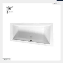 Baignoire asymétrique - 150 x 85 cm - Droite - avec Habillage - Pieds - Vidage Chrome - INTIMA SLIM