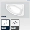 Baignoire asymétrique - 160 x 100 cm - Droite - sans Habillage - avec Pieds - Vidage Chrome - RIMA