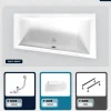 Baignoire asymétrique - 160 x 90 cm - Droite - avec Tablier - Pieds - Vidage Chrome - INTIMA