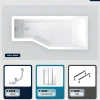Baignoire asymétrique - 150 x 75 cm - Droite - sans Habillage - avec Pieds - Pare Baignoire 3 Volets - Vidage Chrome - INTEGRA