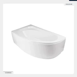 Baignoire asymétrique - 150 x 100 cm - Gauche - sans Habillage - avec Pieds - Vidage Chrome - CORNEA