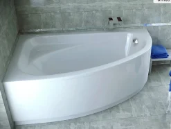 Baignoire asymétrique - 150 x 100 cm - Gauche - sans Habillage - avec Pieds - Vidage Chrome - CORNEA