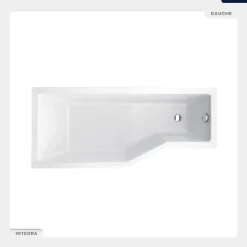 Baignoire asymétrique - 170 x 75 cm - Gauche - avec Habillage - Pieds - Vidage Chrome - INTEGRA