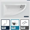 Baignoire asymétrique - 150 x 70 cm - Gauche - avec Habillage - Pieds - Vidage Chrome - PRAKTIKA