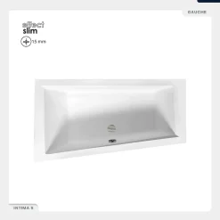 Baignoire asymétrique - 150 x 85 cm - Gauche - sans Habillage - avec Pieds - Vidage Chrome - INTIMA SLIM