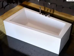 Baignoire asymétrique - 160 x 90 cm - Gauche - sans Habillage - avec Pieds - Repose-tête - Vidage Chrome - INTIMA