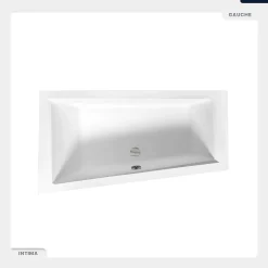 Baignoire asymétrique - 150 x 85 cm - Gauche - avec Tablier - Pieds - Vidage Chrome - INTIMA